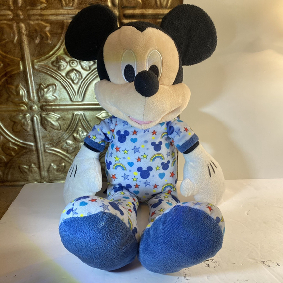 Disney Plush Mickey Mouse Just Play Blue Pajamas Rainbows Hearts 18” 2022 - Picture 10 of 10